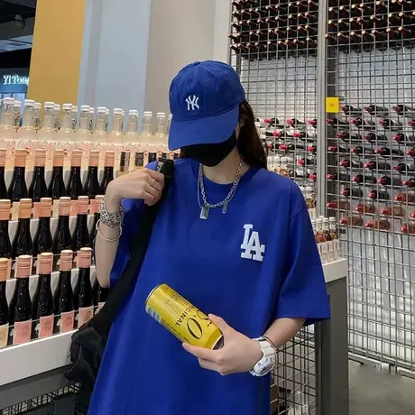 克莱因蓝短袖t恤女2023年夏季新款韩版宽松纯棉体恤上衣服ins潮牌商品大图