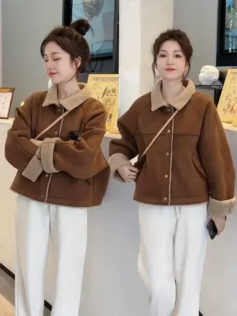 2023羊羔毛外套女秋冬季节新款爆款穿搭高级感韩系超好看上衣外套商品大图