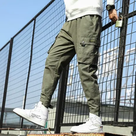 工装裤男春秋日系复古高街裤子潮牌潮流宽松阔腿ulzzang休闲长裤商品大图