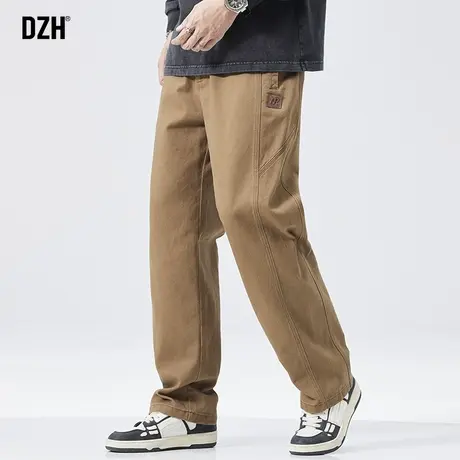 男士美式卡其色休闲裤男2024新款秋季宽松直筒裤男款工装裤伐木裤商品大图