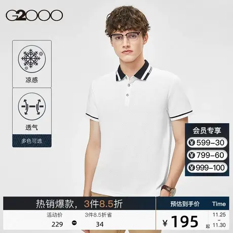 G2000男装 夏季新款时尚休闲提花撞色捆边翻领透气男士短袖POLO衫图片