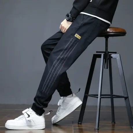 秋季牛仔裤子男生夏季潮牌宽松工装束脚哈伦休闲运动长裤学生春秋商品大图