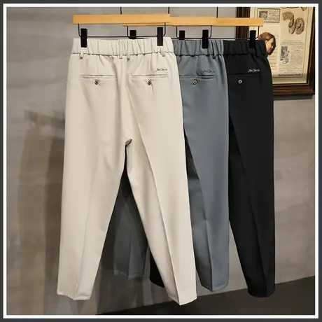 夏季薄款冰丝垂感西装西裤男士直筒宽松2023新款夏裤休闲裤男裤子商品大图