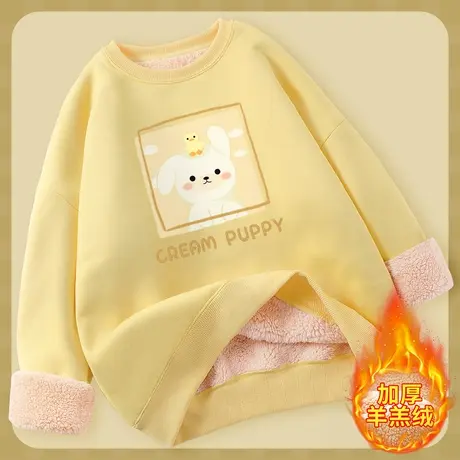 超厚羊羔绒卫衣女秋冬2023年新款加厚宽松大码圆领小个子加绒外套图片