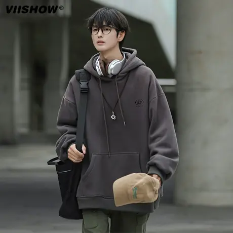 VIISHOW重磅连帽卫衣男2024新款春秋冬季潮流男生青少年校园上衣商品大图