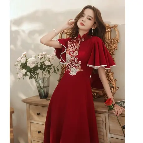 敬酒服新娘女夏季遮手臂中式结婚礼服刺绣中长款秀禾服2023新款图片