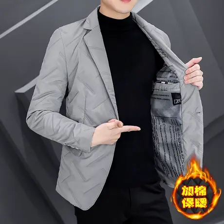 秋冬季加厚小西装男士加棉衣服轻薄羽绒棉保暖男装内衬西服外套潮商品大图