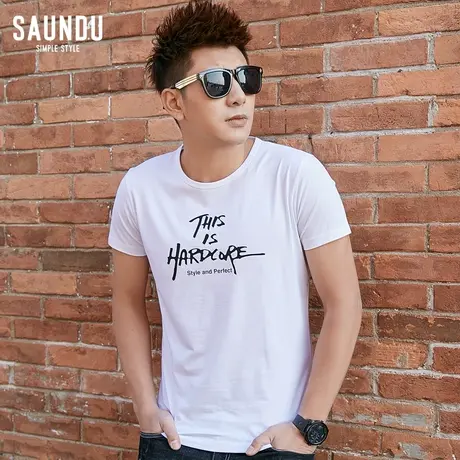 夏装新款男士短袖t恤潮流字母印花体恤衫男生上衣服圆领修身半袖商品大图