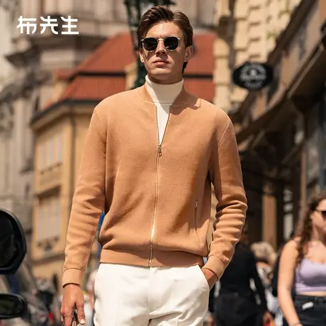 MrBu布先生微廓形棒球领纯棉毛衣男2023秋冬纯色开衫外套BT12350商品大图