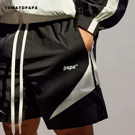 TOMATOPAPA原创翅膀短裤男夏撞色防泼水机能反光冲锋沙滩运动裤男图片