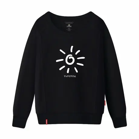 Ohlyah品牌2023秋装针织小卫衣太阳英文印花宽松圆领纯棉衫男女潮商品大图