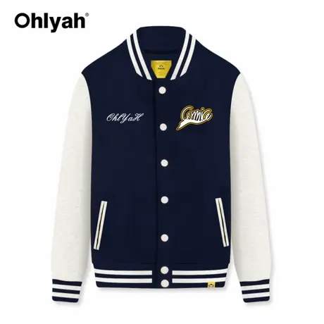 Ohlyah经典色复古棒球外套女2023年新款撞色宽松小个子字母夹克商品大图