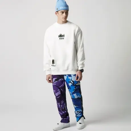 Aape旗舰店男装秋冬三色迷彩拼接字母刺绣薄绒款潮流长裤6929XBJ商品大图