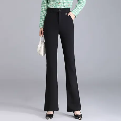 黑色微喇裤女2023秋季新款高腰显瘦休闲裤子时尚洋气通勤百搭长裤商品大图