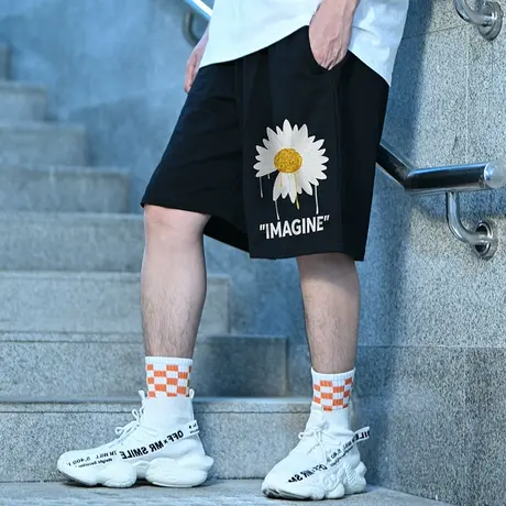 小雏菊五分裤潮牌嘻哈加肥加大男宽松篮球运动情侣国潮短裤男潮流商品大图