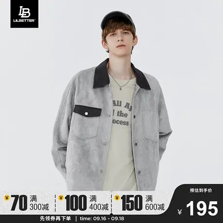 Lilbetter仿麂皮夹克男秋冬装新款美式上衣休闲工装帅气宽松外套商品大图