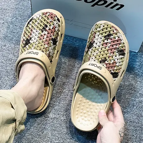 雨鞋男款夏季时尚潮钓鱼水鞋防滑沙滩洞洞鞋夏天防水鞋男士凉拖鞋商品大图