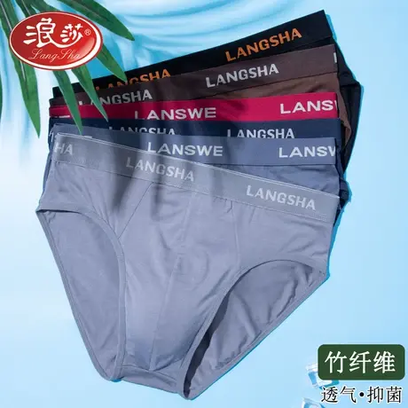 4条 浪莎内裤男士三角内裤薄款竹纤维透气中腰三角裤男式短裤头夏图片