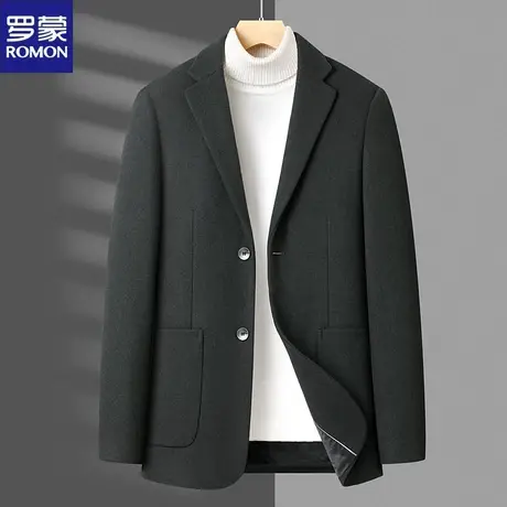 罗蒙秋冬款时尚羊毛小西装男士韩版修身休闲西服外套男单西上衣商品大图