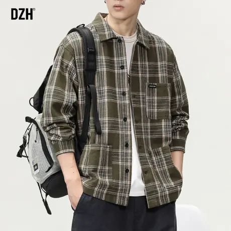 男士新款格子衬衫男长袖衬衣外搭休闲秋季外套痞帅男装潮港风寸衫商品大图