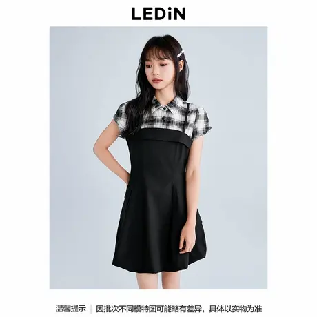 【商场同款】乐町拼接假两件连衣裙女2025夏季新款裙子C2FAF2160商品大图