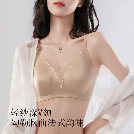 梦芭蒂缎面法式兔耳杯内衣女软支撑上托无钢圈夏季透气女士文胸商品大图