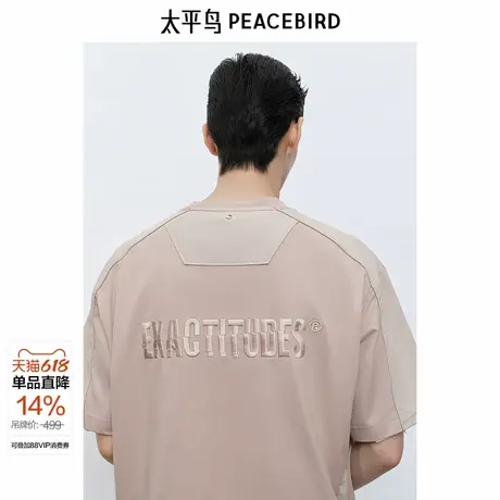 【商场同款】太平鸟男装T恤25夏季新款后背刺绣潮绣潮 B2CNF2D08商品大图