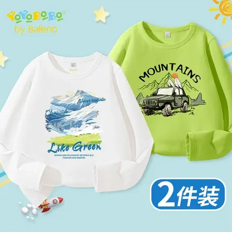 班尼路YBB系列儿童长袖t恤2025新款秋季男童纯棉透气秋装大童上衣图片