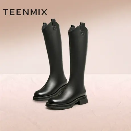 【好物体验专享】天美意厚底V口骑士靴时装靴2023冬新款BH641DG3商品大图