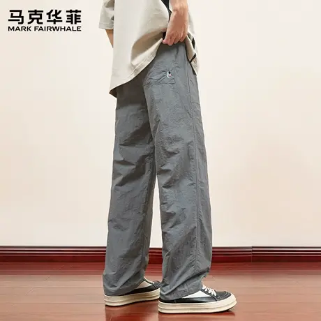 马克华菲男士直筒裤灰色工装裤2025新款裤子男秋季薄款宽松休闲裤图片