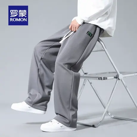 罗蒙男士潮流百搭休闲裤2025秋季新款纯色日常直筒裤宽松时尚长裤商品大图