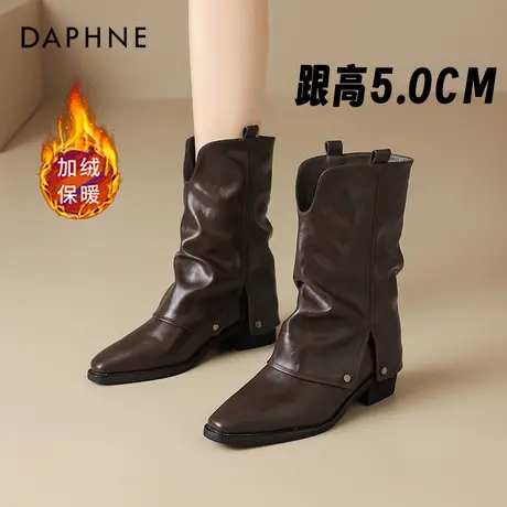 达芙妮美拉德靴子中筒靴尖头2025新款爆款显瘦气质高跟短靴女春秋商品大图