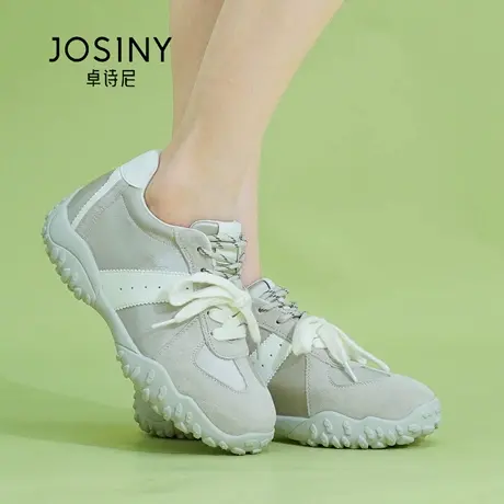 Josiny/卓诗尼秋季25轻便百搭阿甘鞋女软底拼色复古系带阿甘鞋子商品大图