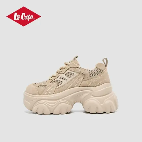 LeeCooper厚底休闲鞋女款2025新款秋季时尚真皮7cm增高户外老爹鞋商品大图