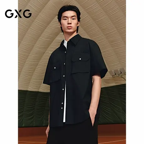 GXG男装 轻工装设计短袖衬衫户外休闲衬衣25年夏季新品G25X232023图片