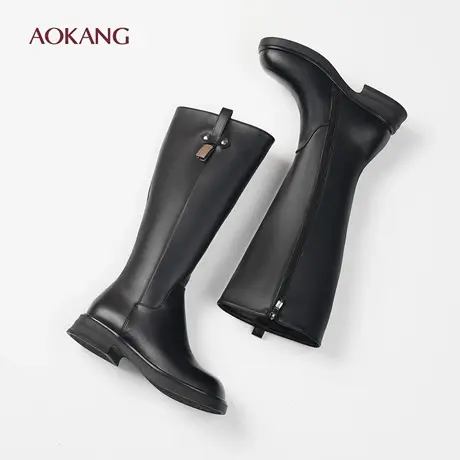 奥康 女鞋2025秋冬新款长筒靴女加绒高筒靴子不过膝骑士靴长靴L图片