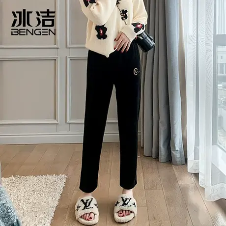 冰洁樱花裤女2023冬季加绒加厚保暖百搭直筒修身显瘦运动裤女LBDS商品大图