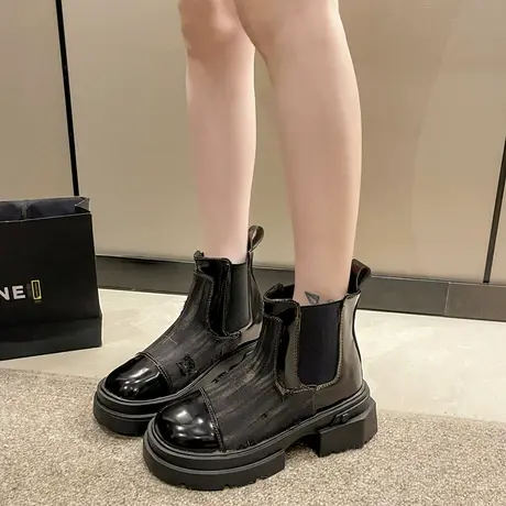 马丁靴女2023新款秋季鞋子百搭靴子女款洋气高级感炸街小短靴爆款图片