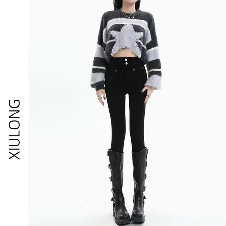 黑色高腰小脚牛仔裤女春秋季2023年新款显瘦修身弹力紧身铅笔裤子图片