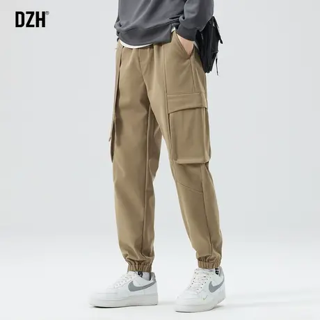 男士日系卡其色工装裤束脚裤子秋款男休闲裤2023新款春秋季伞兵裤商品大图