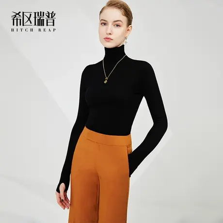 希区高领山羊毛针织衫女秋冬2023新款气质羊毛衫毛衣打底chic上衣商品大图