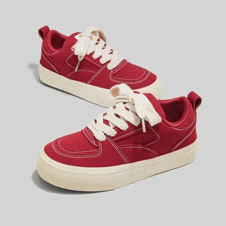 Betoo 小众欧美风板鞋女款2023新款美式百搭厚底复古小白鞋运动鞋图片