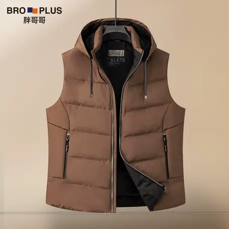 胖哥哥大码连帽马甲男宽松加肥加大胖子保暖休闲棉背心冬季新款商品大图