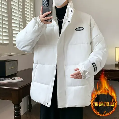 冬款纯色加厚棉服外套男士潮牌立领棉衣青少年冬季保暖上衣棉袄子商品大图