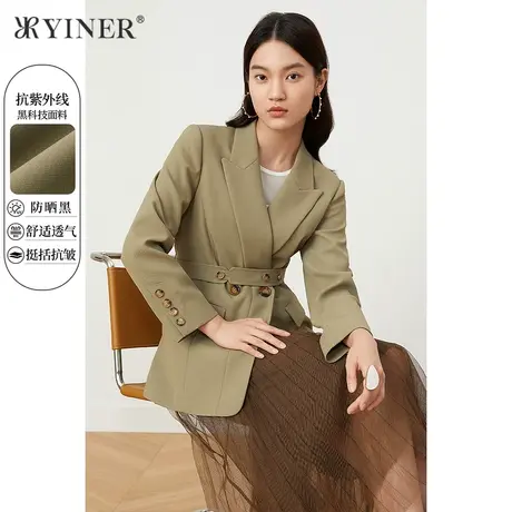 YINER音儿奥莱女装秋季抗紫外线西装领短外套商品大图