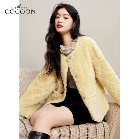 MISSCOCOON羊羔毛外套女2022新款冬季宽松短款简约毛毛外套皮草商品大图