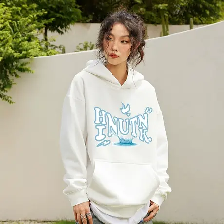 Nuthink国潮街头420g重磅连帽卫衣男宽松情侣款加绒加厚春季外套商品大图