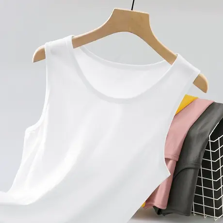 纯棉背心男士夏季宽松健身运动坎肩吊带纯色白色无袖t恤宽肩汗衫商品大图