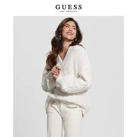 GUESS女士时尚潮流纹理感V领套头毛衣-W3BR64Z3BA0商品大图