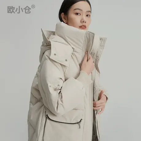 欧小仓 中长款茧型连帽被子羽绒服女秋冬时尚加厚防寒保暖外套图片